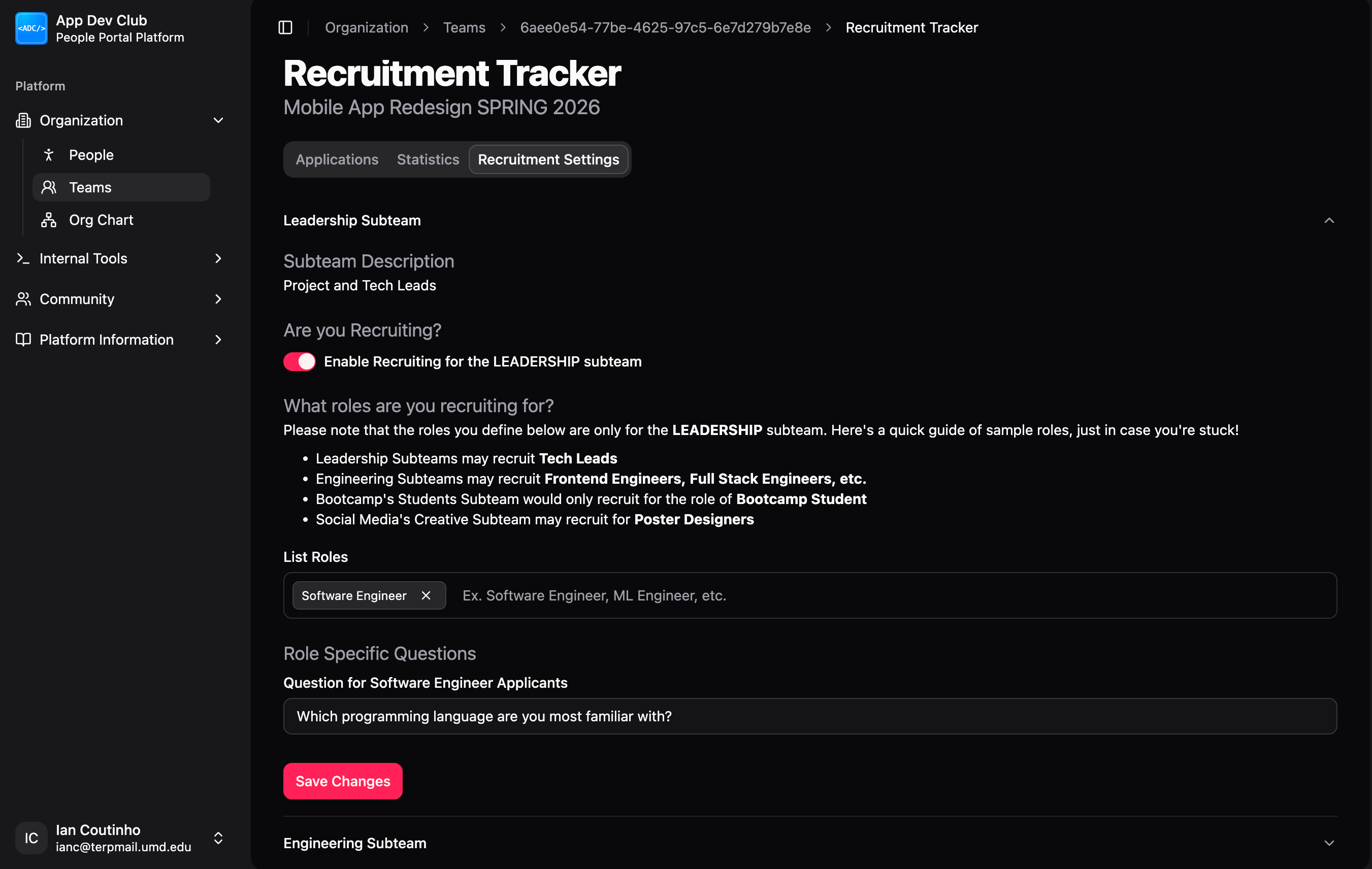 Recruitment Settings
